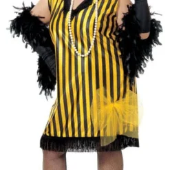 Charleston Kleid Schwarz Gelb XL