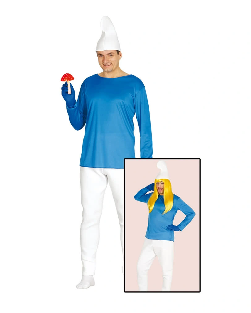 Blau-weißes Zwergen Kostüm