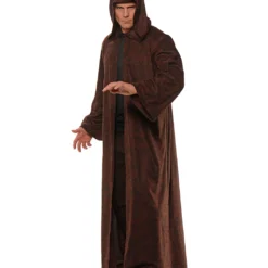 Kostüm Mantel Mit Kapuze Braun-schwarz Meliert