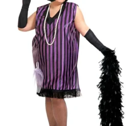 Charleston Kleid Schwarz Violett XL