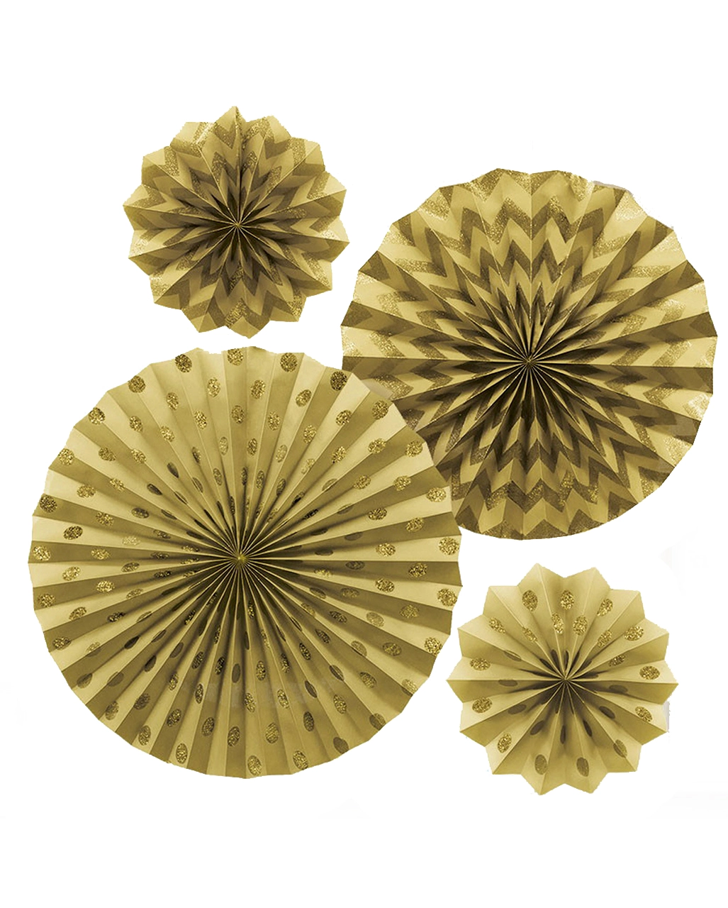 Goldenes Fächer-Deko Set