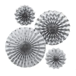 Silbernes Fächer-Deko Set