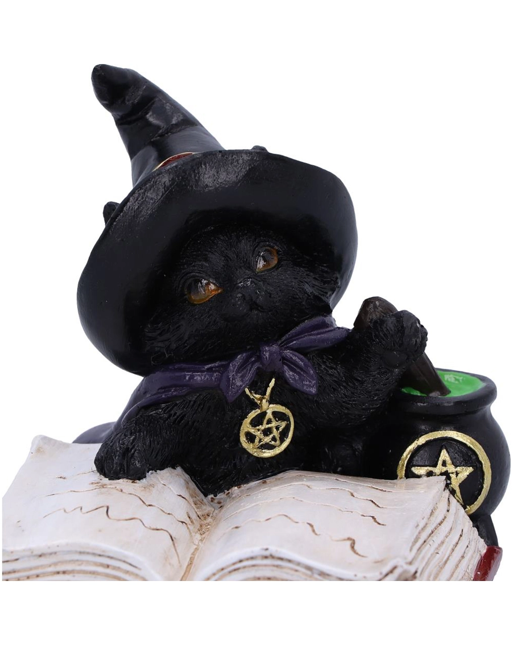 Katzenfigur Mit Hexenhut & Hexenkessel 8,5cm – Bild 5