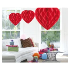 Herzdeko Aus Rotem Honigwabenpapier 30 Cm