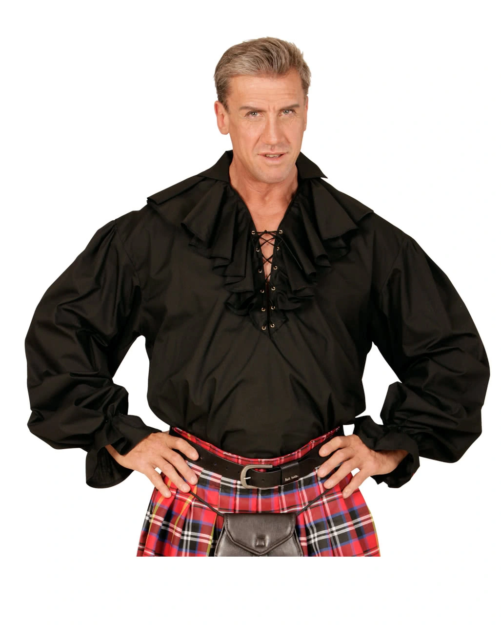 Schwarzes Rüschenhemd Mit Schnürung – Bild 3