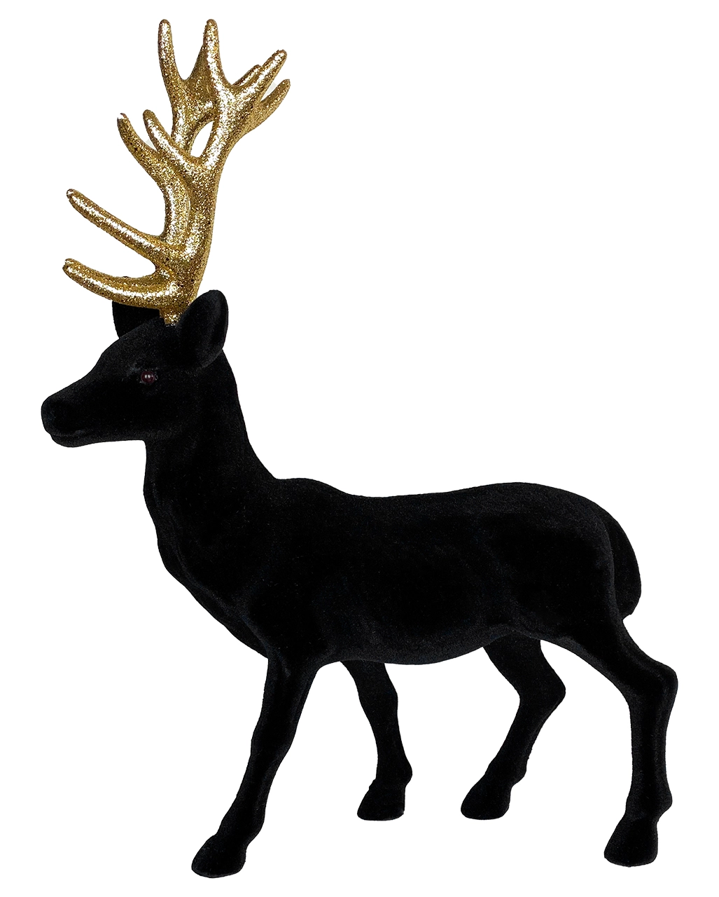 Schwarzer Hirsch Mit Samt Beflockt 38cm