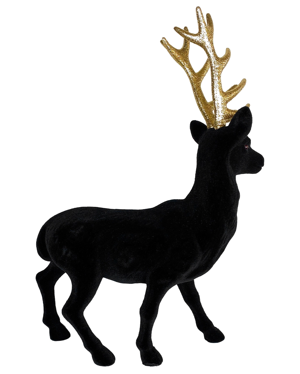 Schwarzer Hirsch Mit Samt Beflockt 38cm – Bild 2