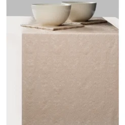 Taupefarbener Ornament Tischläufer 6m