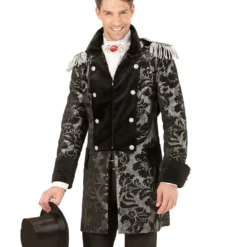 Venezianischer Gardefrack Schwarz-silber