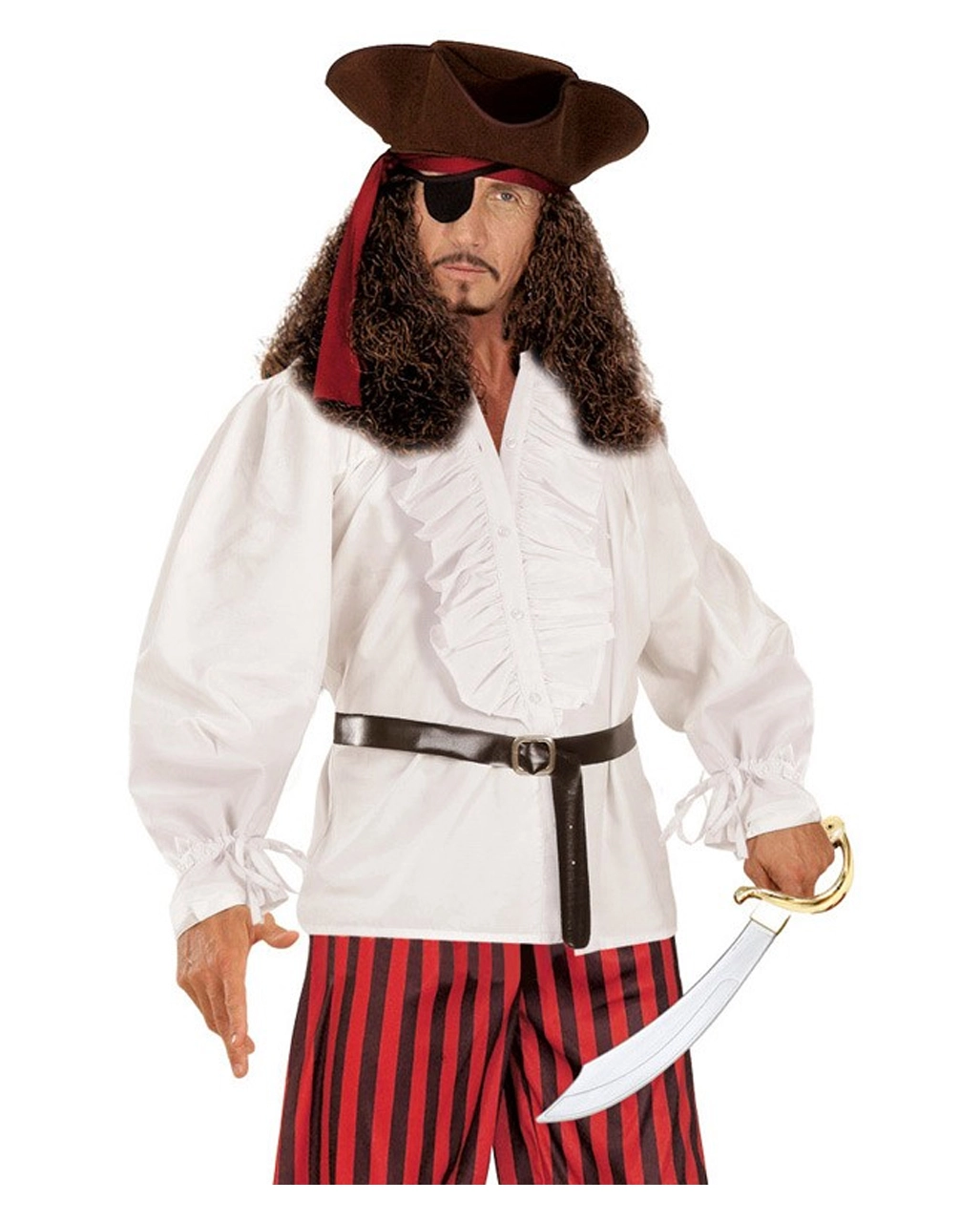 Weißes Herrenhemd Mit Rüschen & Knöpfen – Bild 4